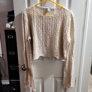 Cream Crochet Long Sleeve Top - Sincerely Jules Size S